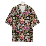 Asian Crane Bird Pattern Print Rayon Hawaiian Shirt
