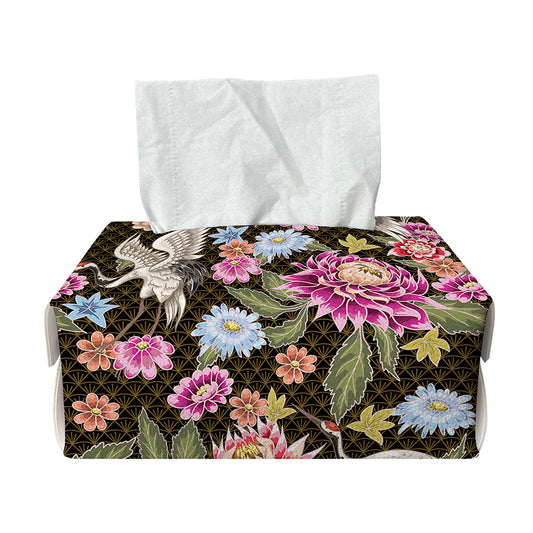 Asian Crane Bird Pattern Print Rectangle Tissue Box Cover