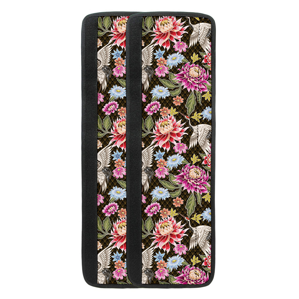 Asian Crane Bird Pattern Print Refrigerator Handle Covers