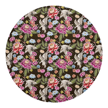Asian Crane Bird Pattern Print Round Blanket