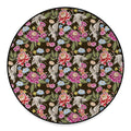 Asian Crane Bird Pattern Print Round Floor Mat