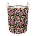 Asian Crane Bird Pattern Print Round Laundry Basket