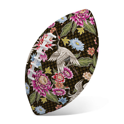 Asian Crane Bird Pattern Print Rugby Ball