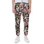 Asian Crane Bird Pattern Print Scuba Joggers