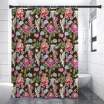 Asian Crane Bird Pattern Print Shower Curtain