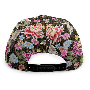 Asian Crane Bird Pattern Print Snapback Cap