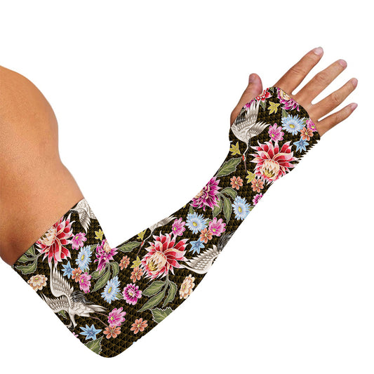 Asian Crane Bird Pattern Print Sun Protection Arm Sleeves