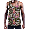 Asian Crane Bird Pattern Print Men's Workout Tank Top