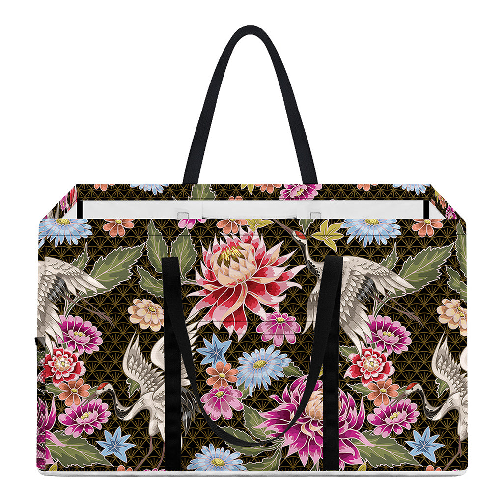 Asian Crane Bird Pattern Print Utility Tote Bag