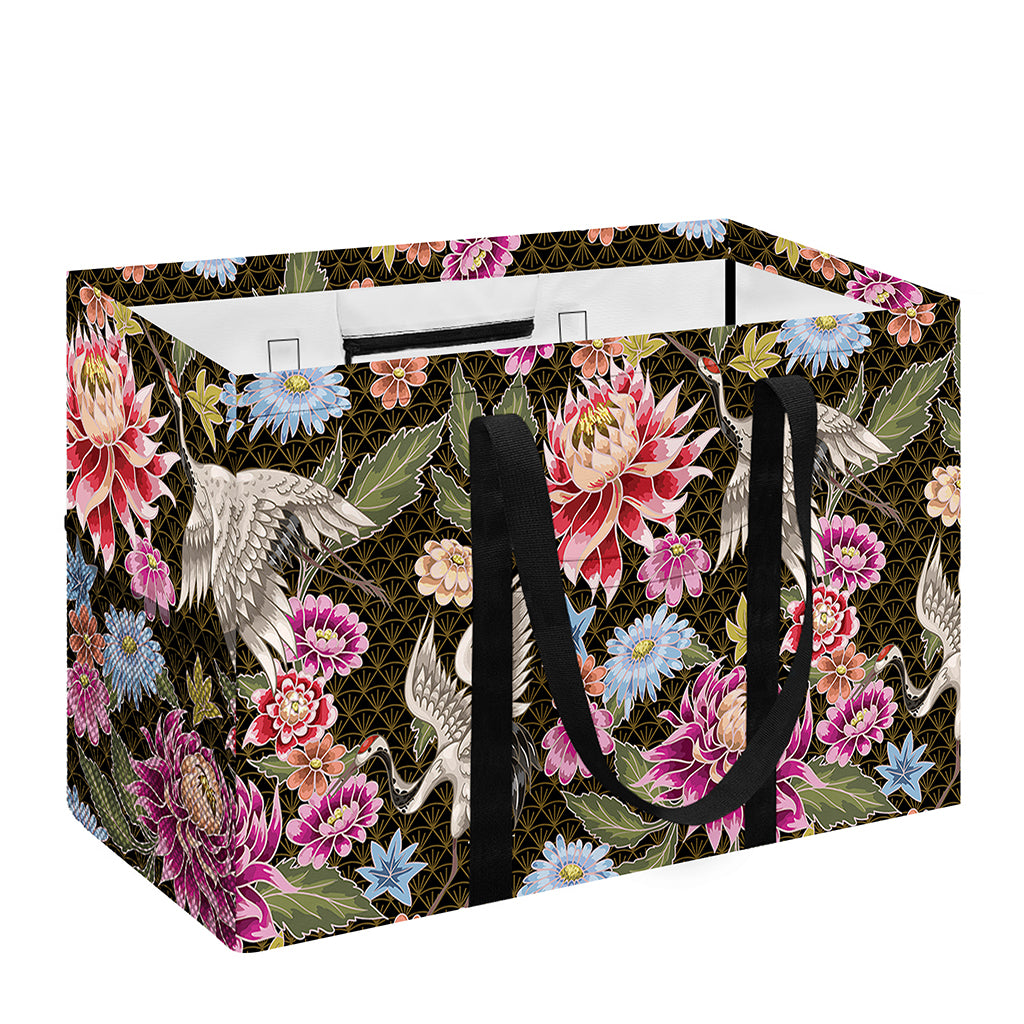 Asian Crane Bird Pattern Print Utility Tote Bag