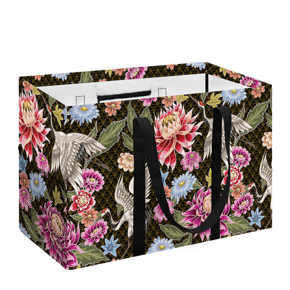 Asian Crane Bird Pattern Print Utility Tote Bag