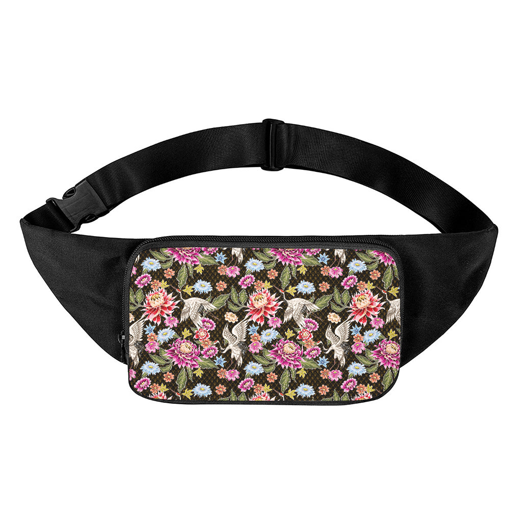 Asian Crane Bird Pattern Print Waist Bag