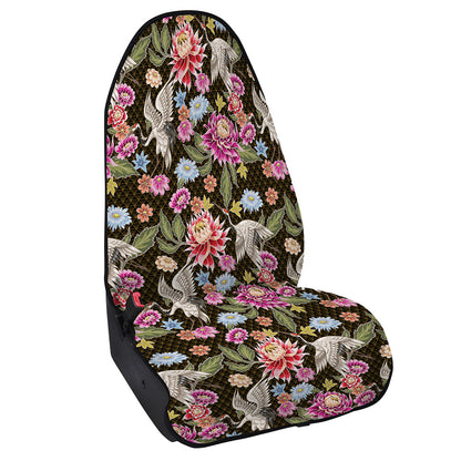 Asian Crane Bird Pattern Print Waterproof Car Seat Cover