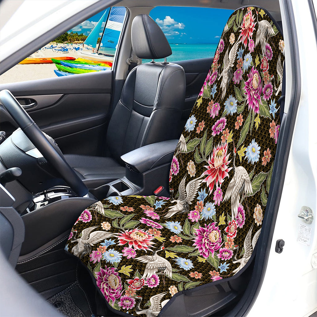 Asian Crane Bird Pattern Print Waterproof Car Seat Cover