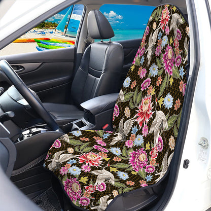 Asian Crane Bird Pattern Print Waterproof Car Seat Cover
