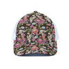 Asian Crane Bird Pattern Print White Mesh Trucker Cap