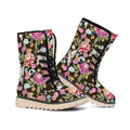 Asian Crane Bird Pattern Print Winter Boots