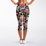 Asian Crane Bird Pattern Print Women's Capri Leggings