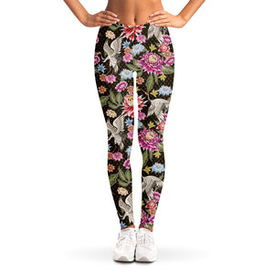 Asian Crane Bird Pattern Print Women's Leggings