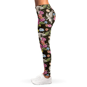 Asian Crane Bird Pattern Print Women's Leggings