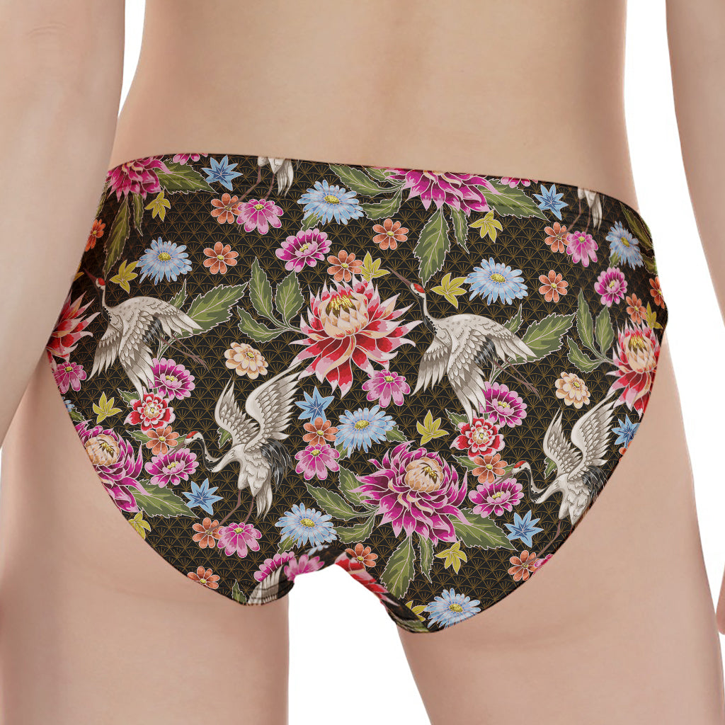 Asian Crane Bird Pattern Print Women's Panties