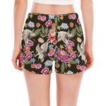 Asian Crane Bird Pattern Print Women's Split Running Shorts