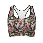 Asian Crane Bird Pattern Print Women's Sports Bra