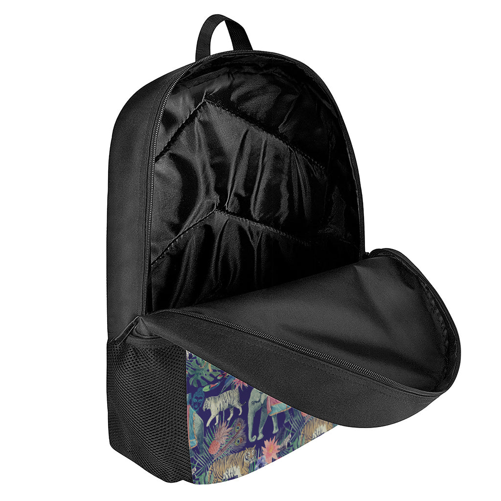 Asian Elephant And Tiger Print 17 Inch Backpack