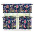 Asian Elephant And Tiger Print 3 Piece Kitchen Curtains