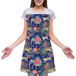 Asian Elephant And Tiger Print Adjustable Apron