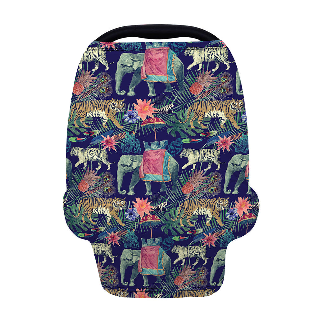 Asian Elephant And Tiger Print Baby Seat Cover
