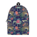 Asian Elephant And Tiger Print School Backpack