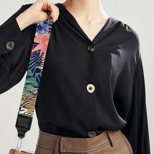 Asian Elephant And Tiger Print Bag Strap