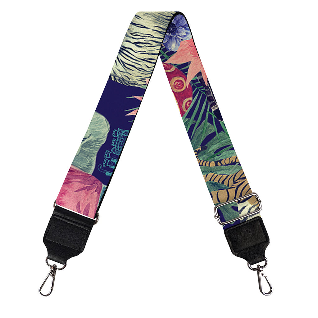 Asian Elephant And Tiger Print Bag Strap