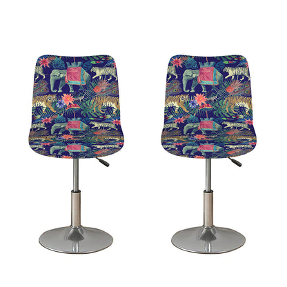Asian Elephant And Tiger Print Bar Stool Covers
