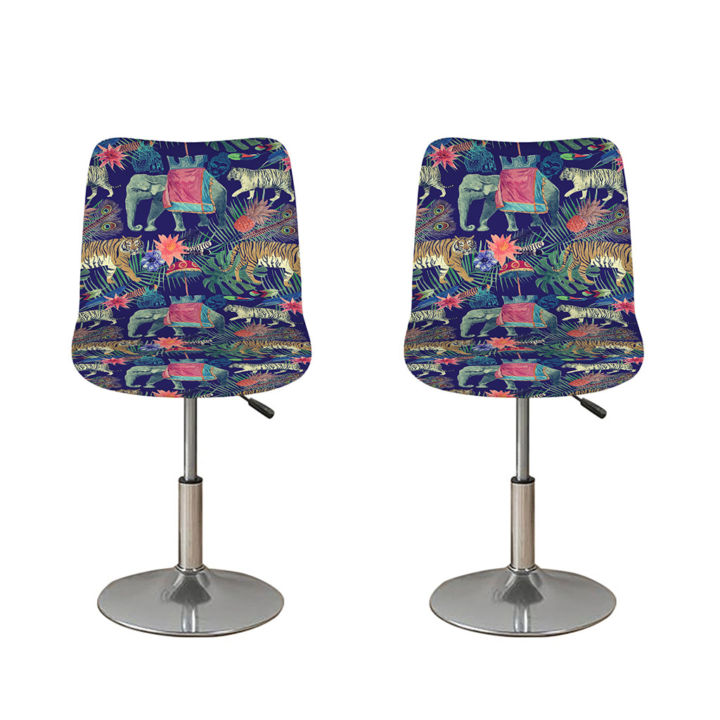 Asian Elephant And Tiger Print Bar Stool Covers
