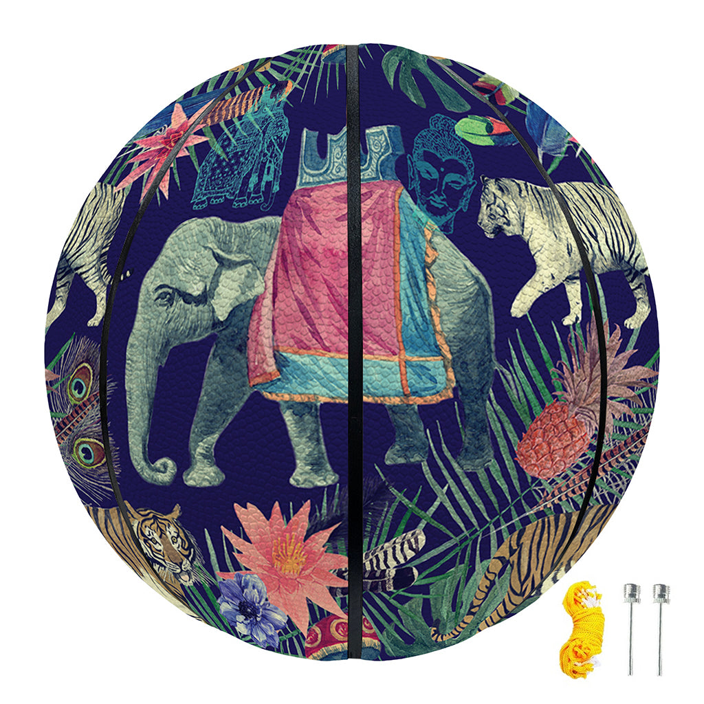 Asian Elephant And Tiger Print Basketball