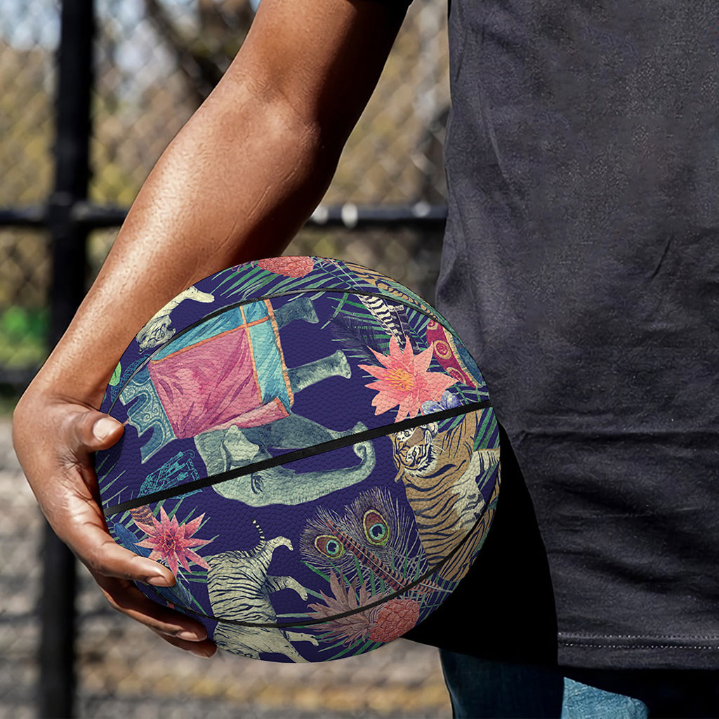 Asian Elephant And Tiger Print Basketball