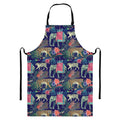 Asian Elephant And Tiger Print Bib Apron With Pocket