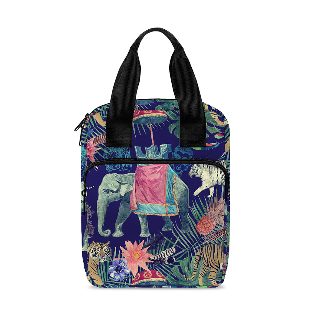 Asian Elephant And Tiger Print Bible Tote Bag