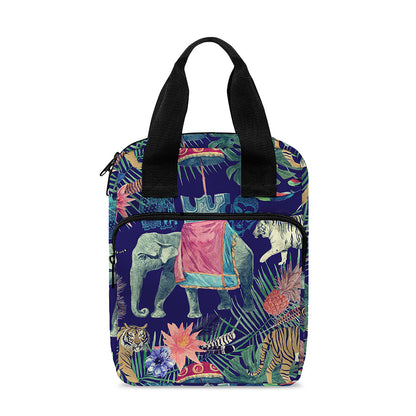 Asian Elephant And Tiger Print Bible Tote Bag