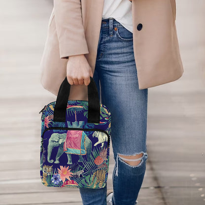Asian Elephant And Tiger Print Bible Tote Bag