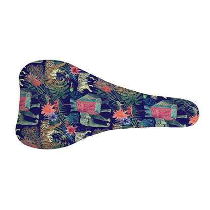Asian Elephant And Tiger Print Bicycle Seat Cover