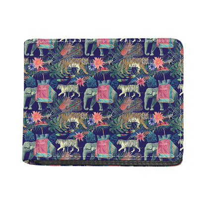 Asian Elephant And Tiger Print Bifold Wallet