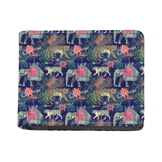 Asian Elephant And Tiger Print Bifold Wallet