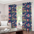 Asian Elephant And Tiger Print Dimout Grommet Curtains