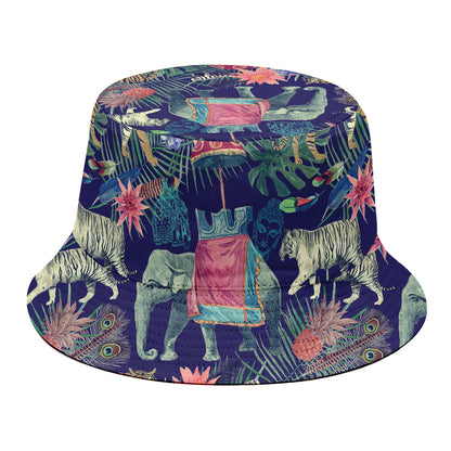 Asian Elephant And Tiger Print Bucket Hat