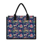 Asian Elephant And Tiger Print Canvas Tote Bag