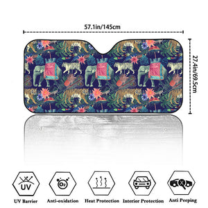 Asian Elephant And Tiger Print Car Windshield Sun Shade