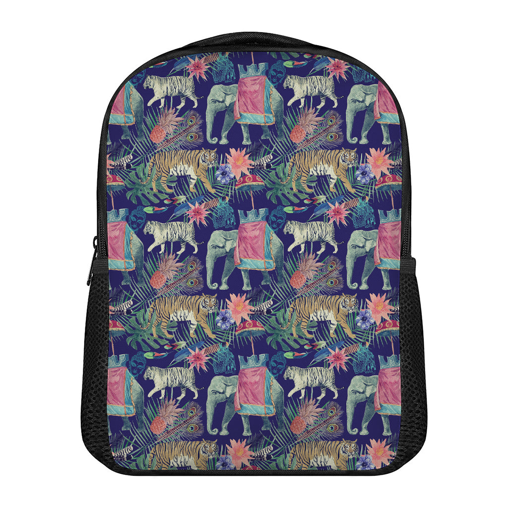 Asian Elephant And Tiger Print Casual Backpack